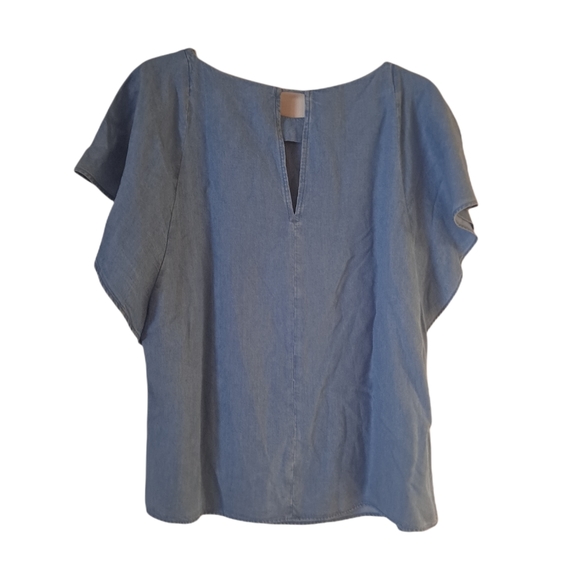 Massimo Dutti Denim Chambray Flutter Sleeve - Picture 3 of 6